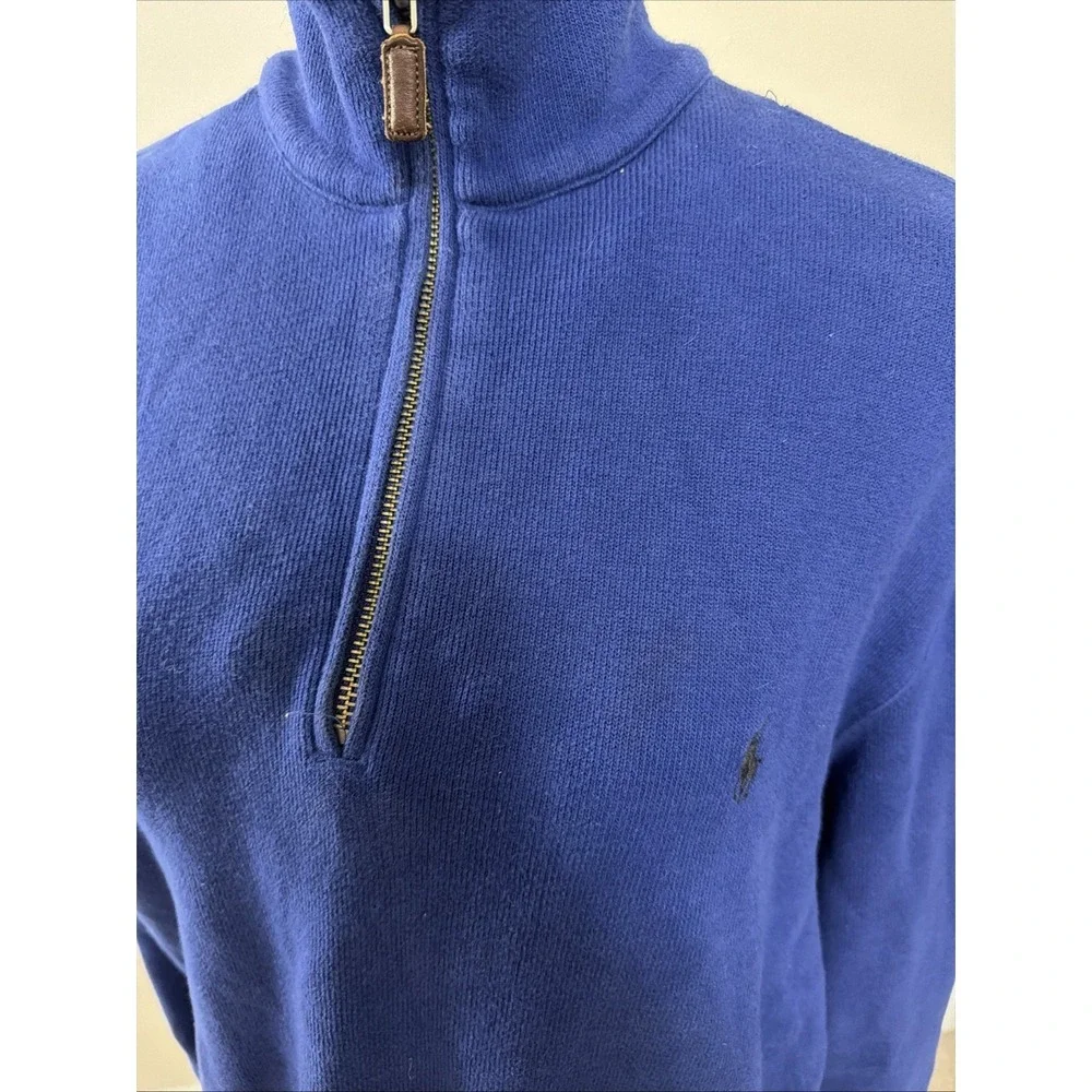 Ralph Lauren Polo Men's‎ Quarter Zip 100% Cotton Pullover Sweater Purple Large